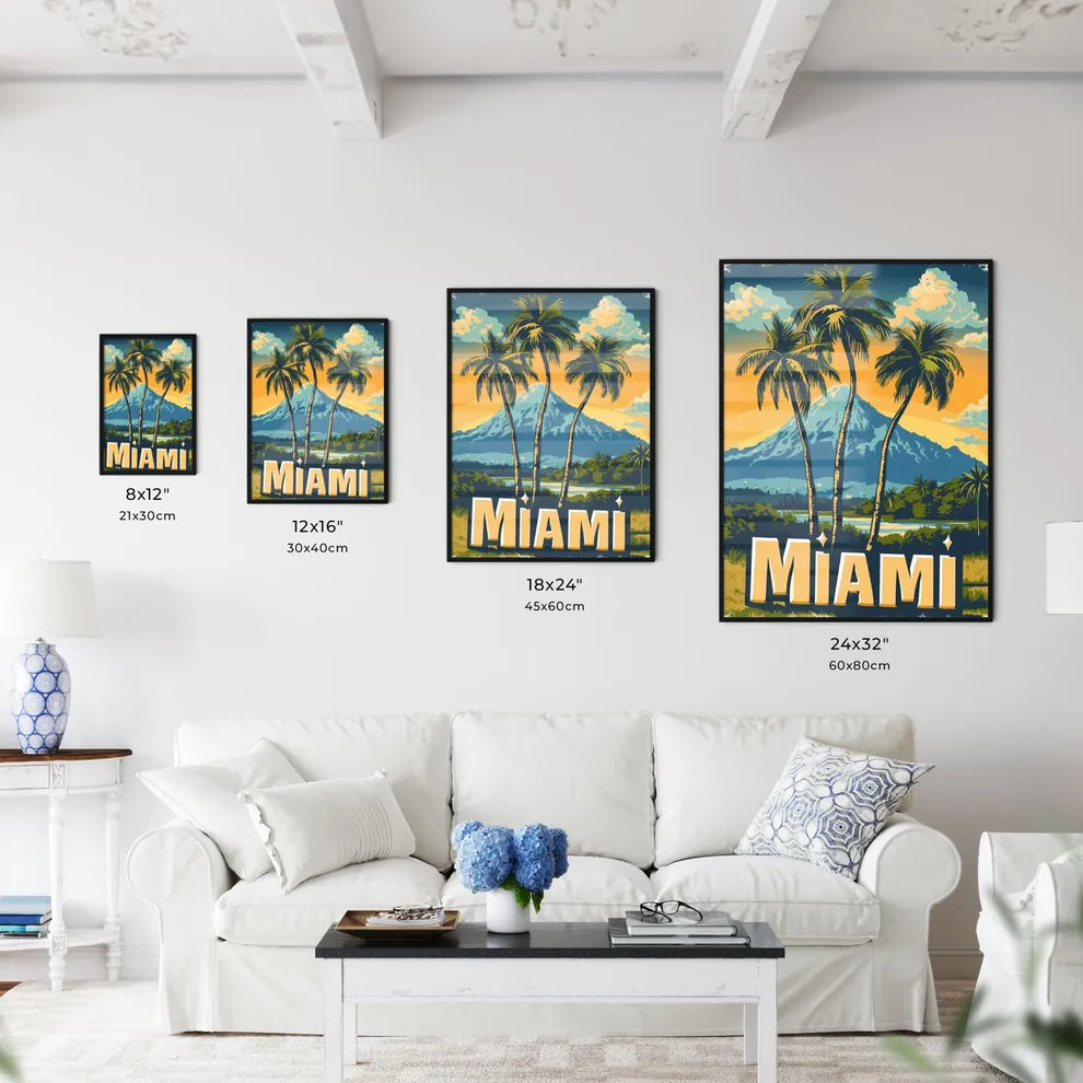 Poster with bottom text MIAMI in bold font - - Kitchen Hangings