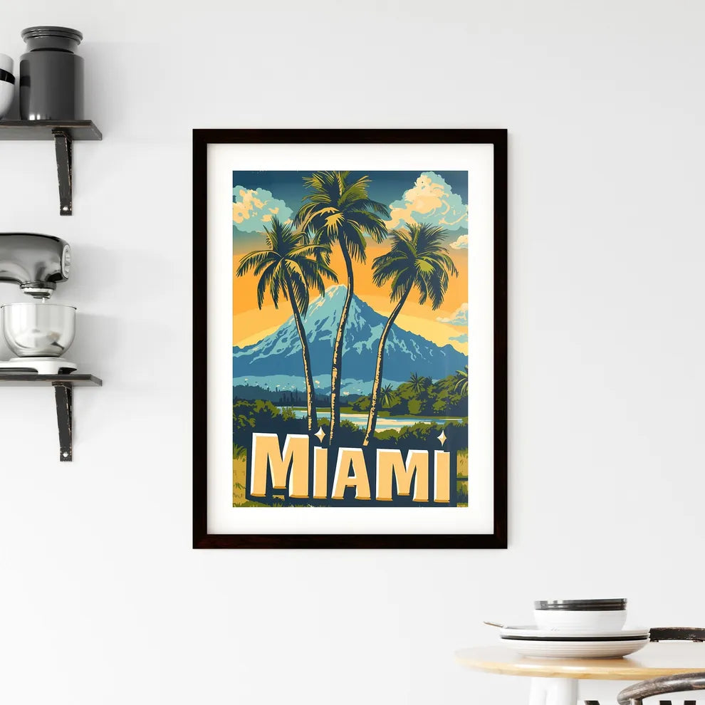 Poster with bottom text MIAMI in bold font - Framed Print