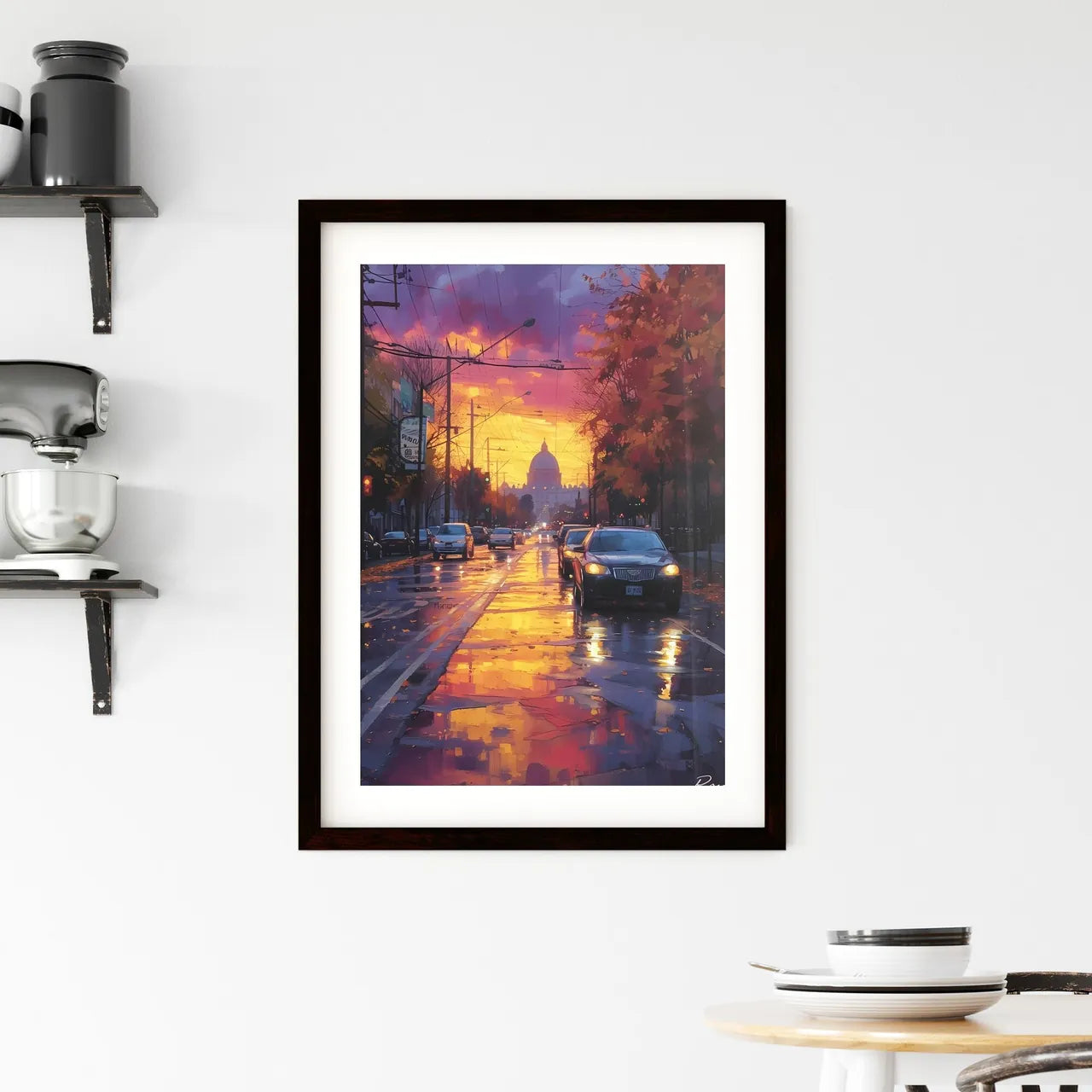 Poster of Rome - Art print of a road with cars and trees in the background Custom Print