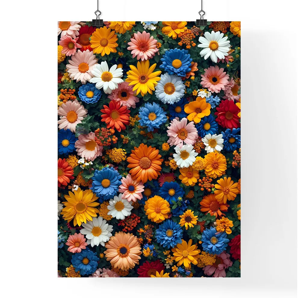 Retro colorful daisy flat pattern - Art prin Poster