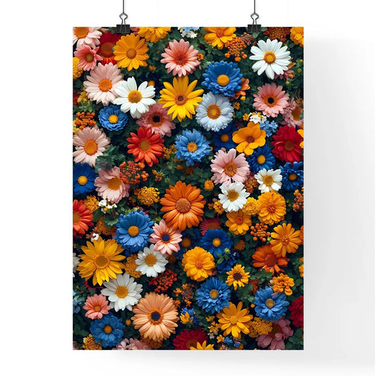 Retro colorful daisy flat pattern - Art prin Poster