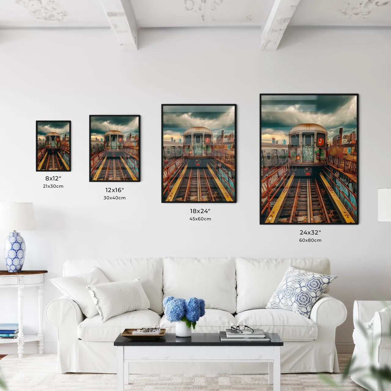 A new york train with the words spray painte - Kitchen Hangings
