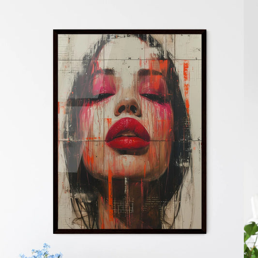 Vibrant red lips pop - Art print of a painti - Framed Art Print