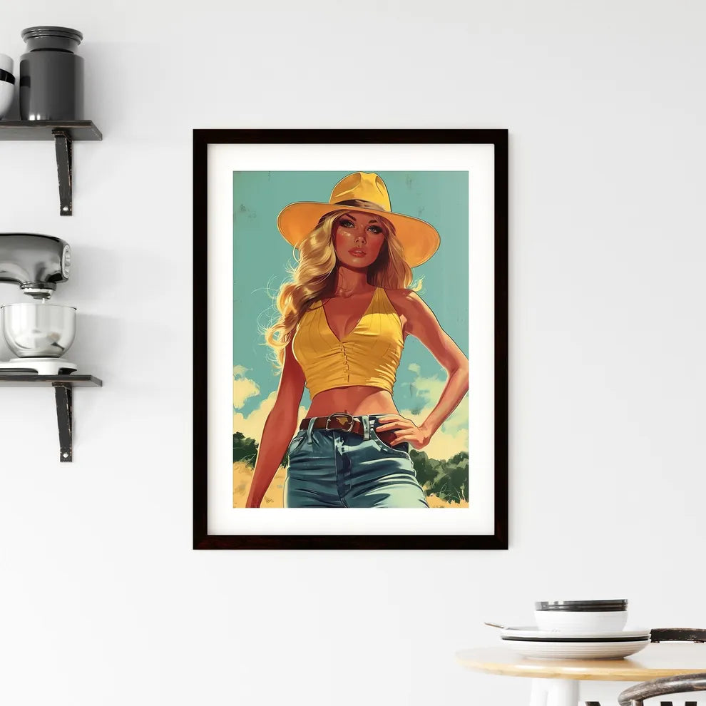 Vintage hipster woman - Art print of a woman Framed Print