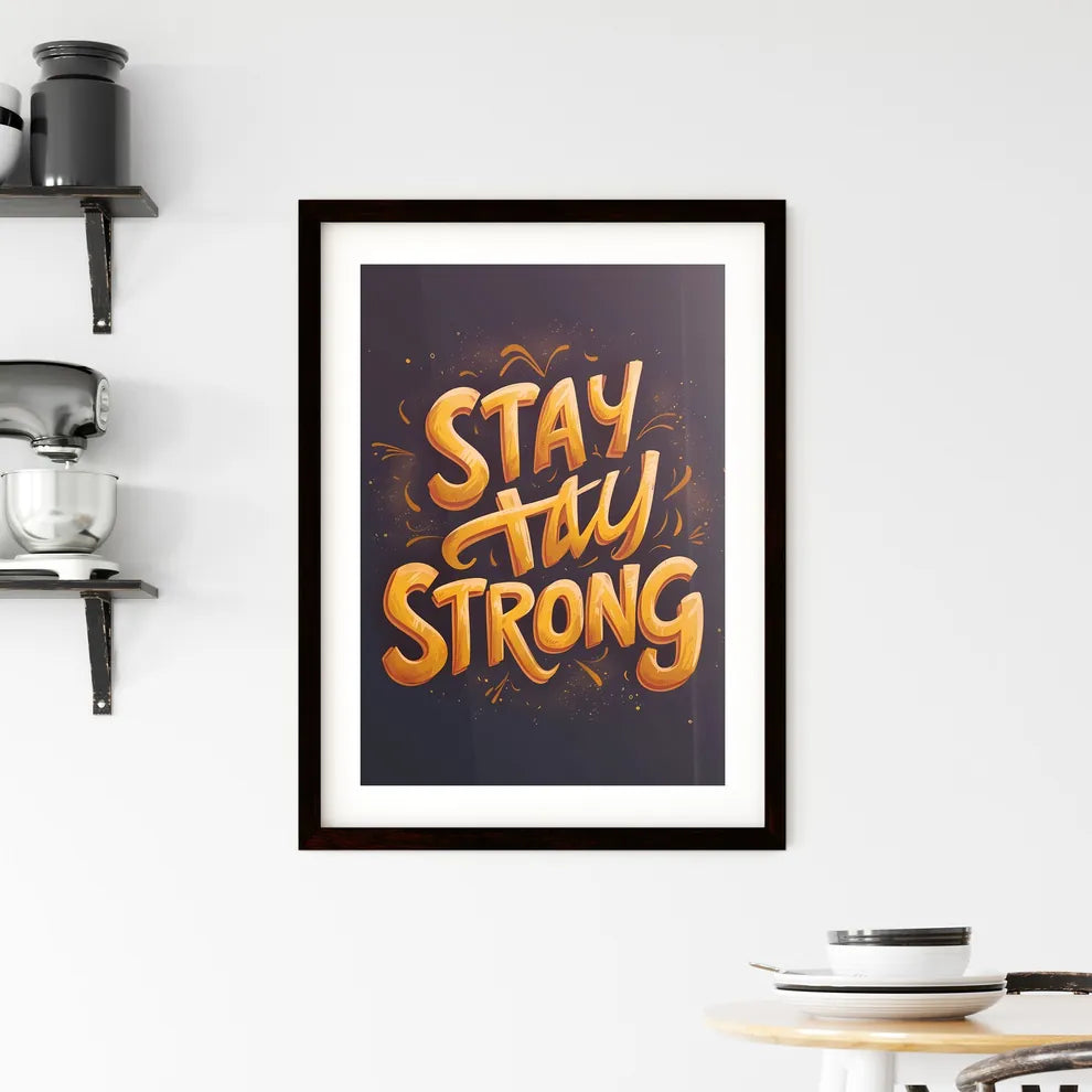 Repeated pattern of the word STAY STRONG in  Framed Print
