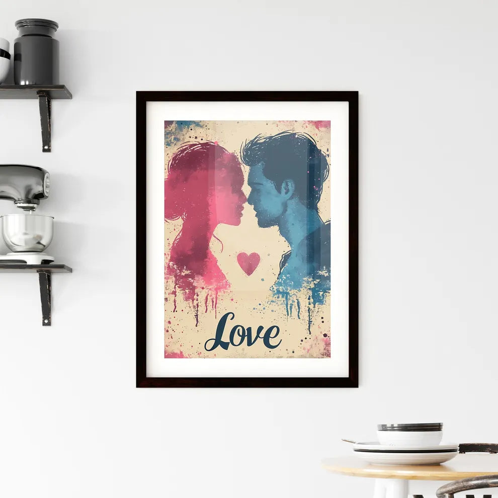 Cute pastel Love illustration - Art print of Framed Print