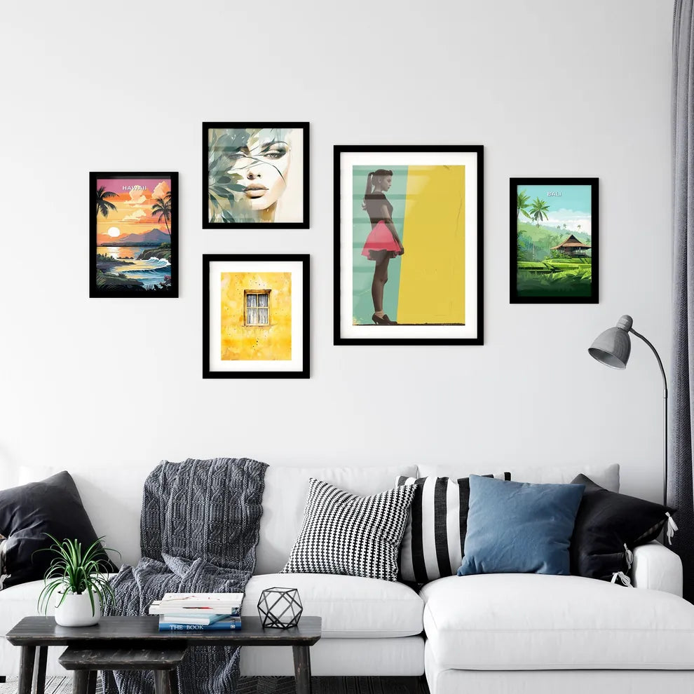 Retro colorful daisy flat pattern - Art prin Wall Art