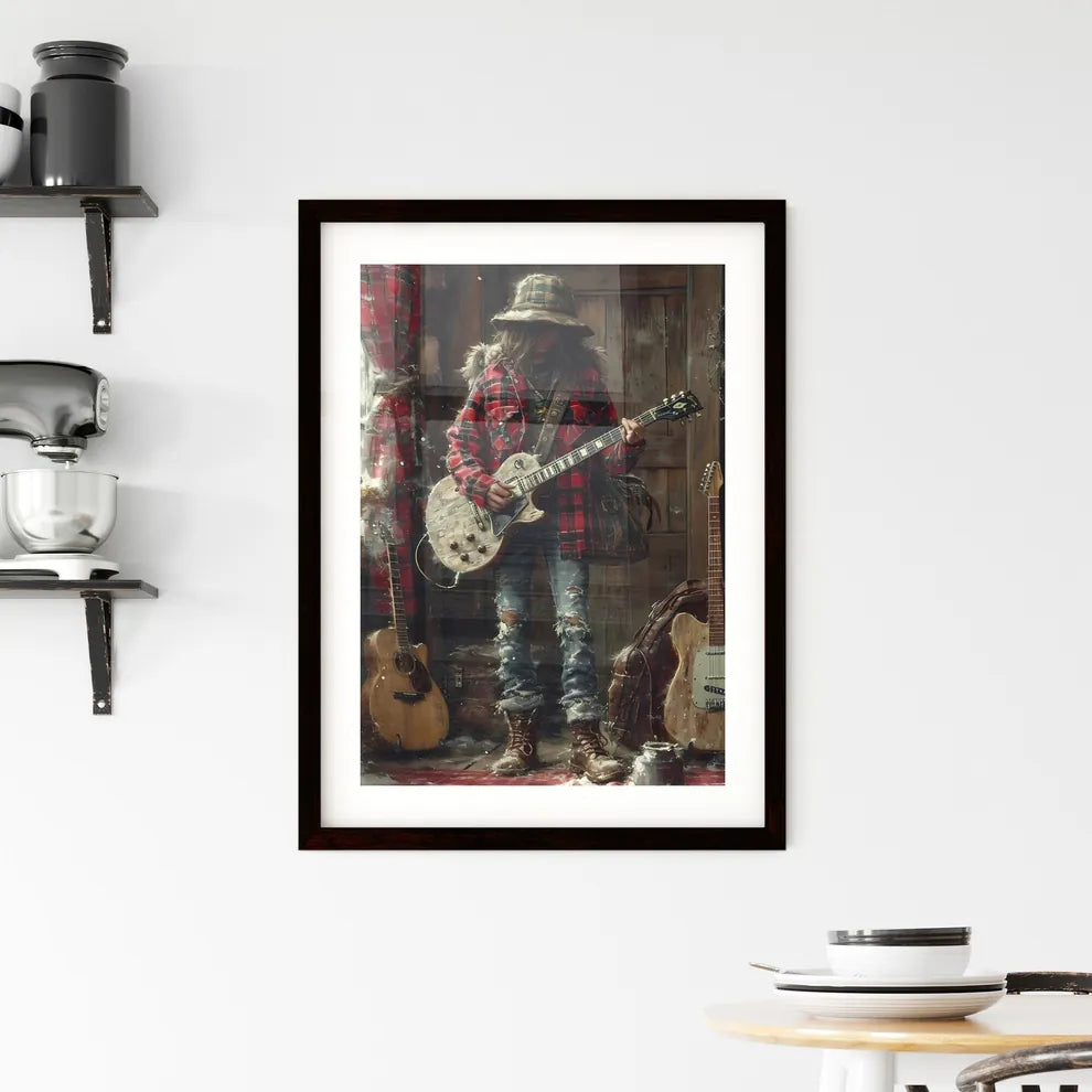 A trendy rocker guy - Art print of a person  Framed Print