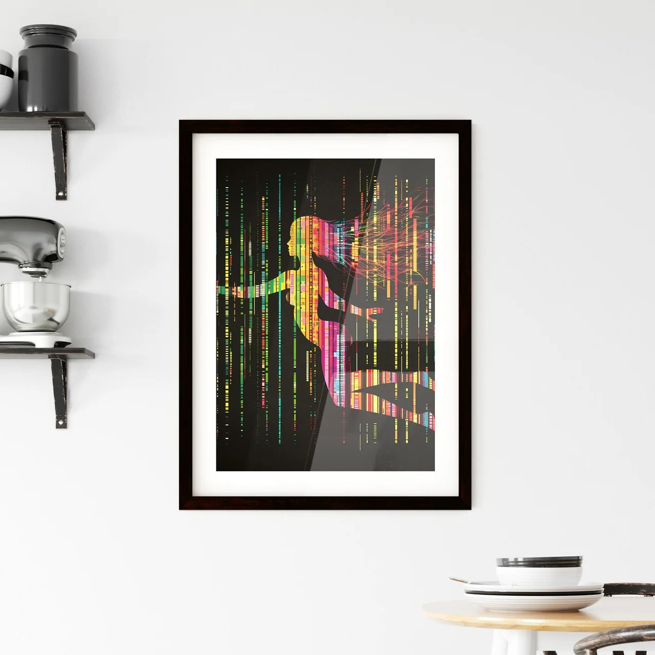T-shirt design on black background Framed Print