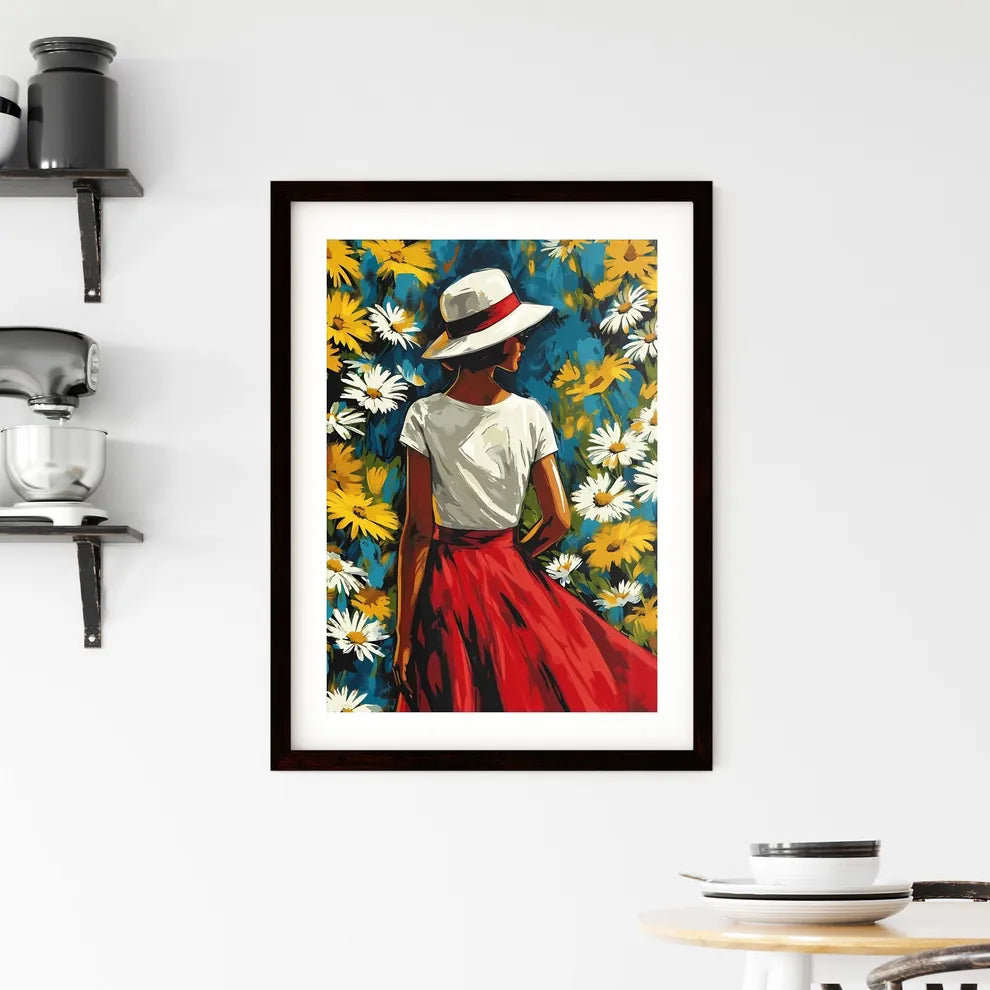 Retro colorful daisy flat pattern - Art prin Framed Print