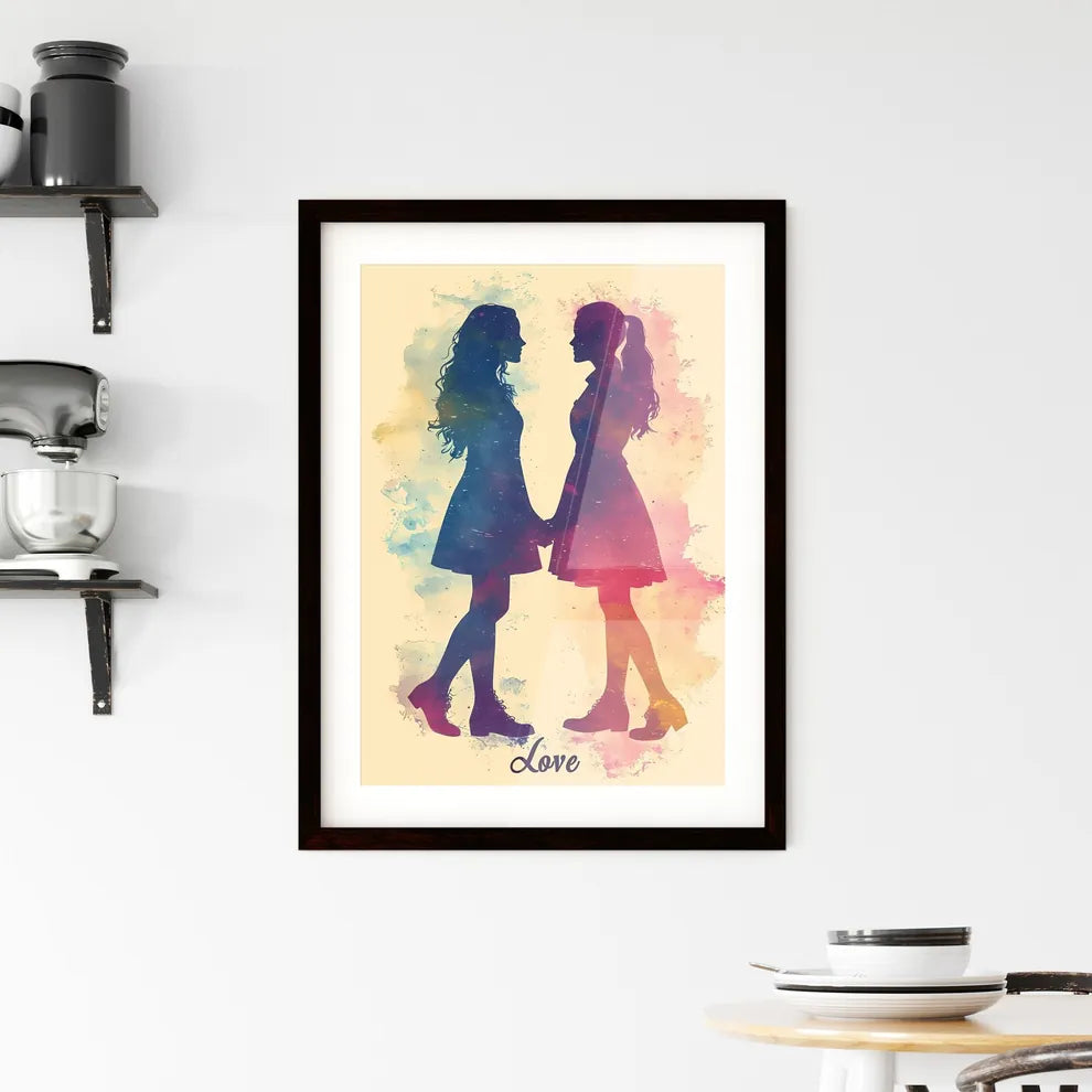 Cute pastel Love illustration - Art print of Framed Print