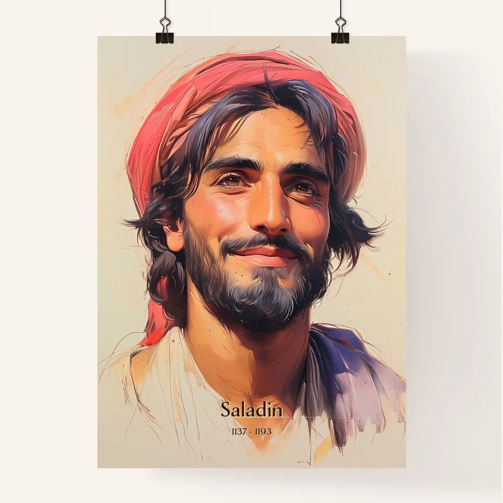 Saladin, 1137 - 1193, A Poster of a man with a beard and red head scarf Default Title