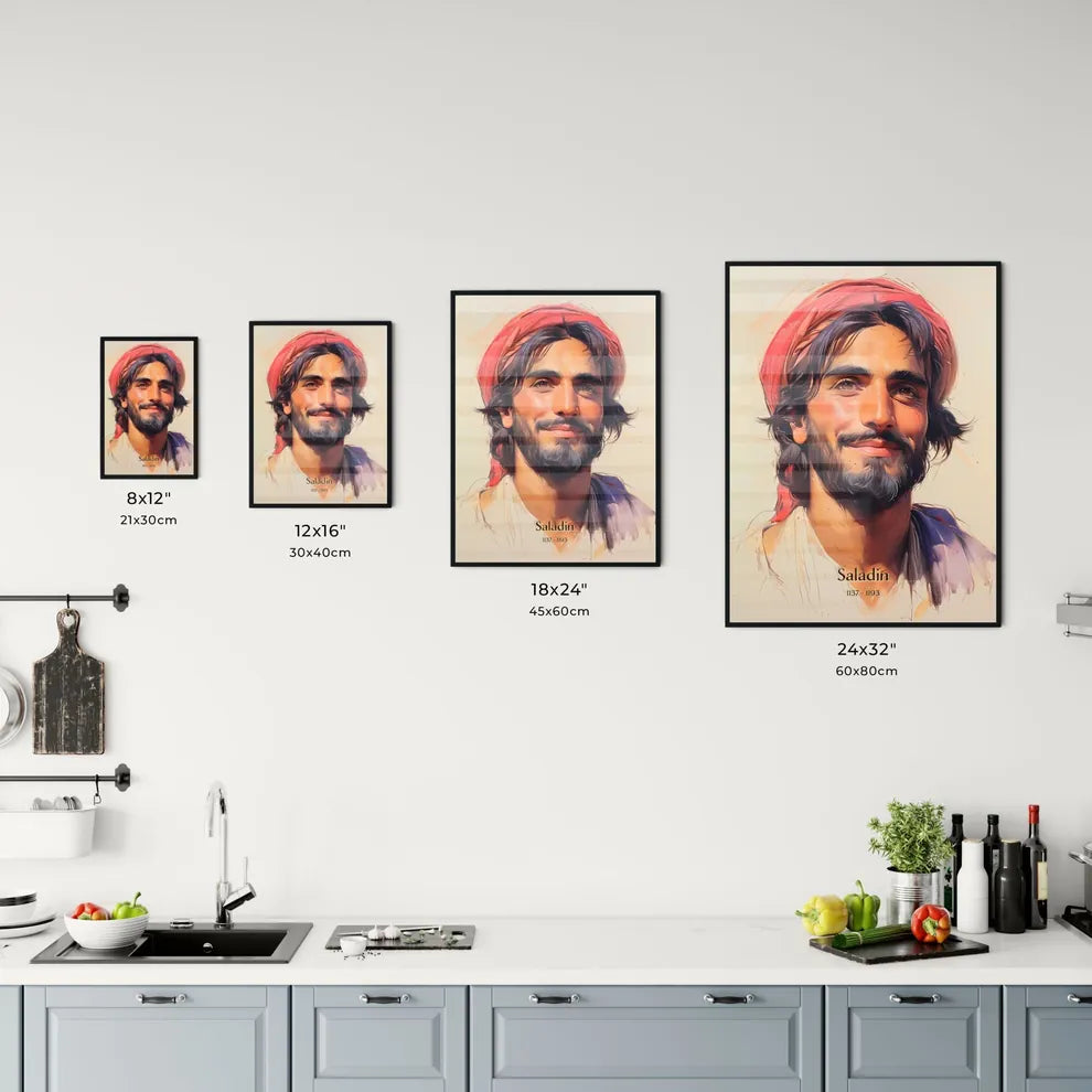 Saladin, 1137 - 1193, A Poster of a man with a beard and red head scarf Default Title