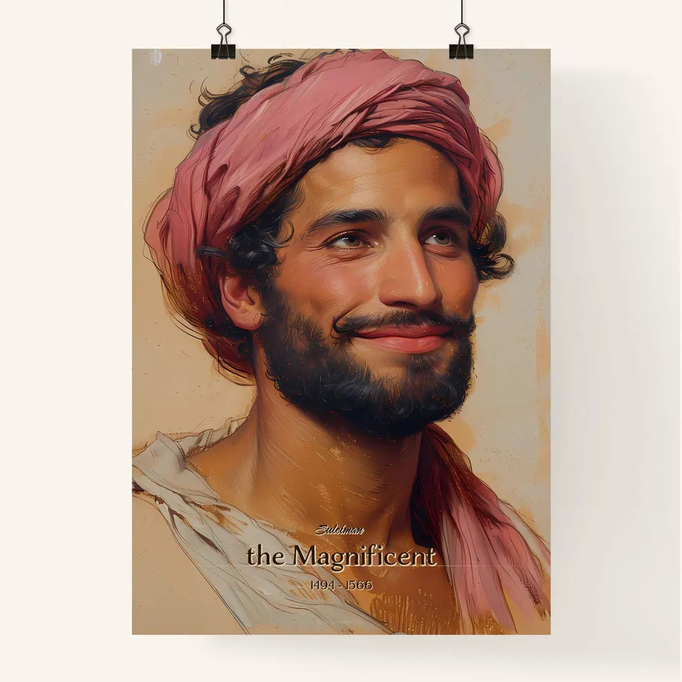 Suleiman, the Magnificent, 1494 - 1566, A Poster of a man with a beard and a pink head wrap Default Title