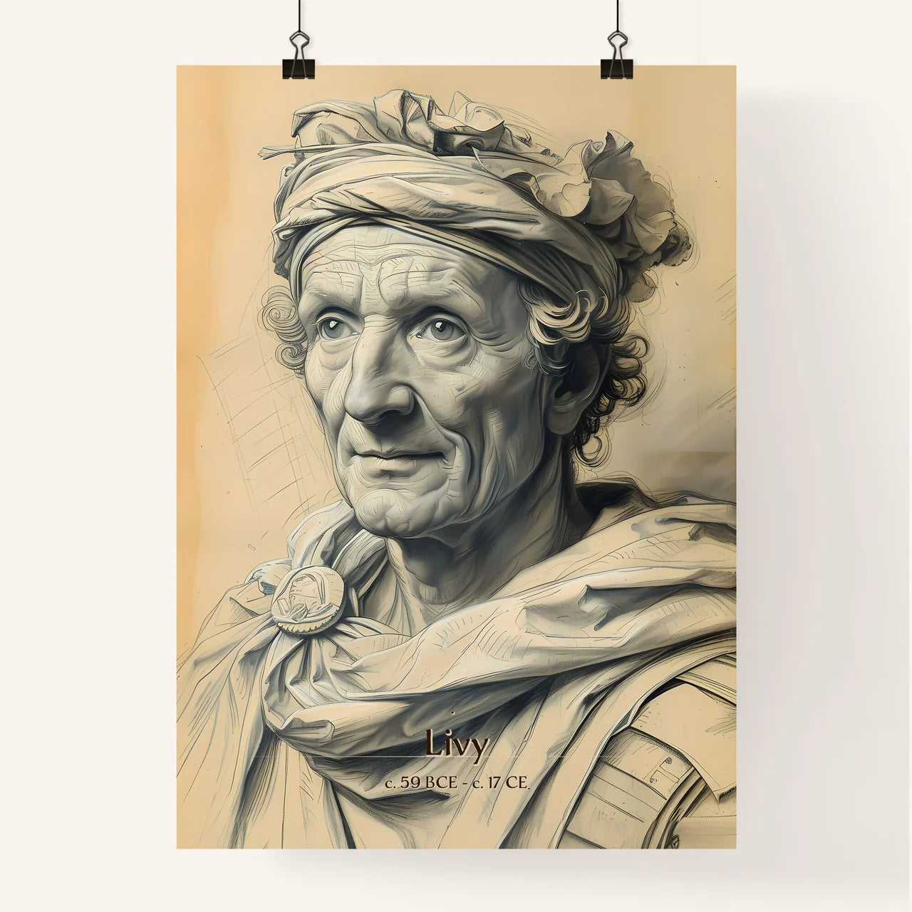 Livy, c. 59 BCE - c. 17 CE, A Poster of a drawing of a man wearing a turban Poster