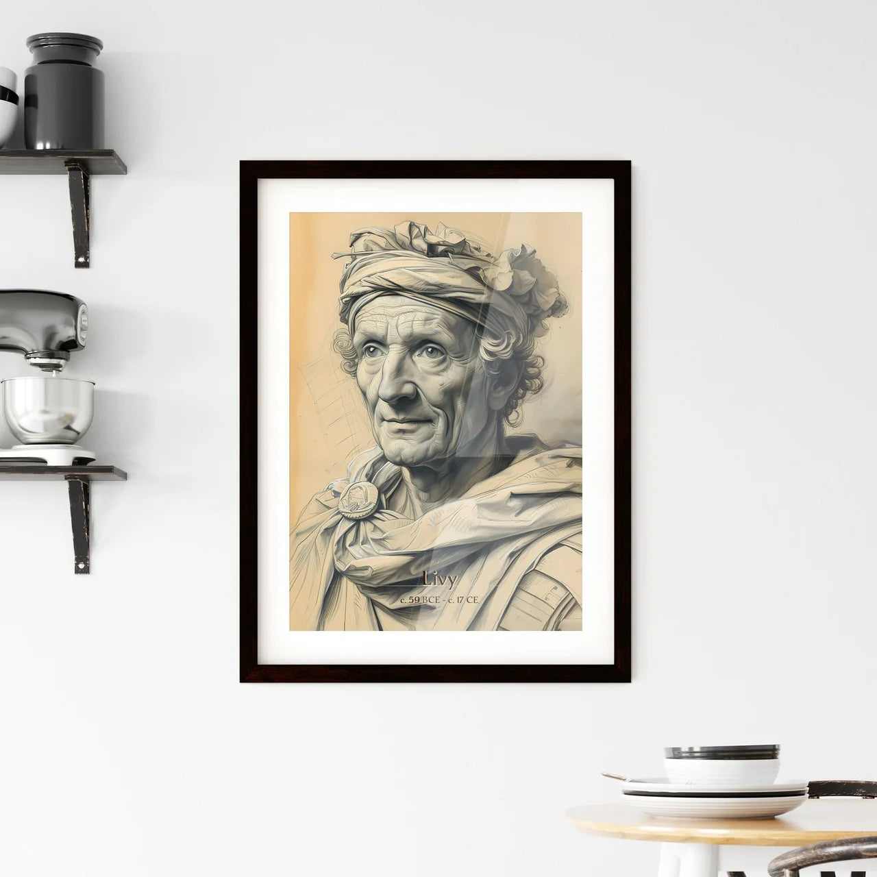 Livy, c. 59 BCE - c. 17 CE, A Poster of a drawing of a man wearing a turban Custom Print