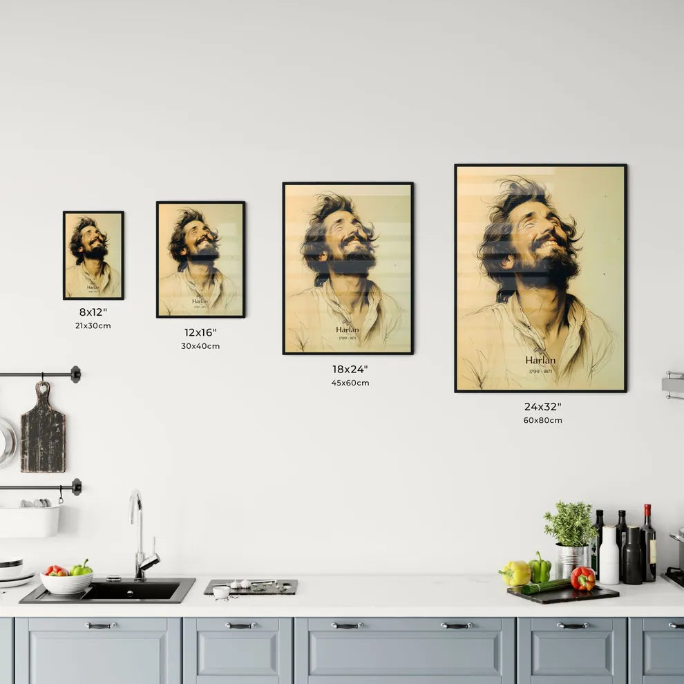 Josiah, Harlan, 1799 - 1871, A Poster of a man with long hair and beard smiling Default Title