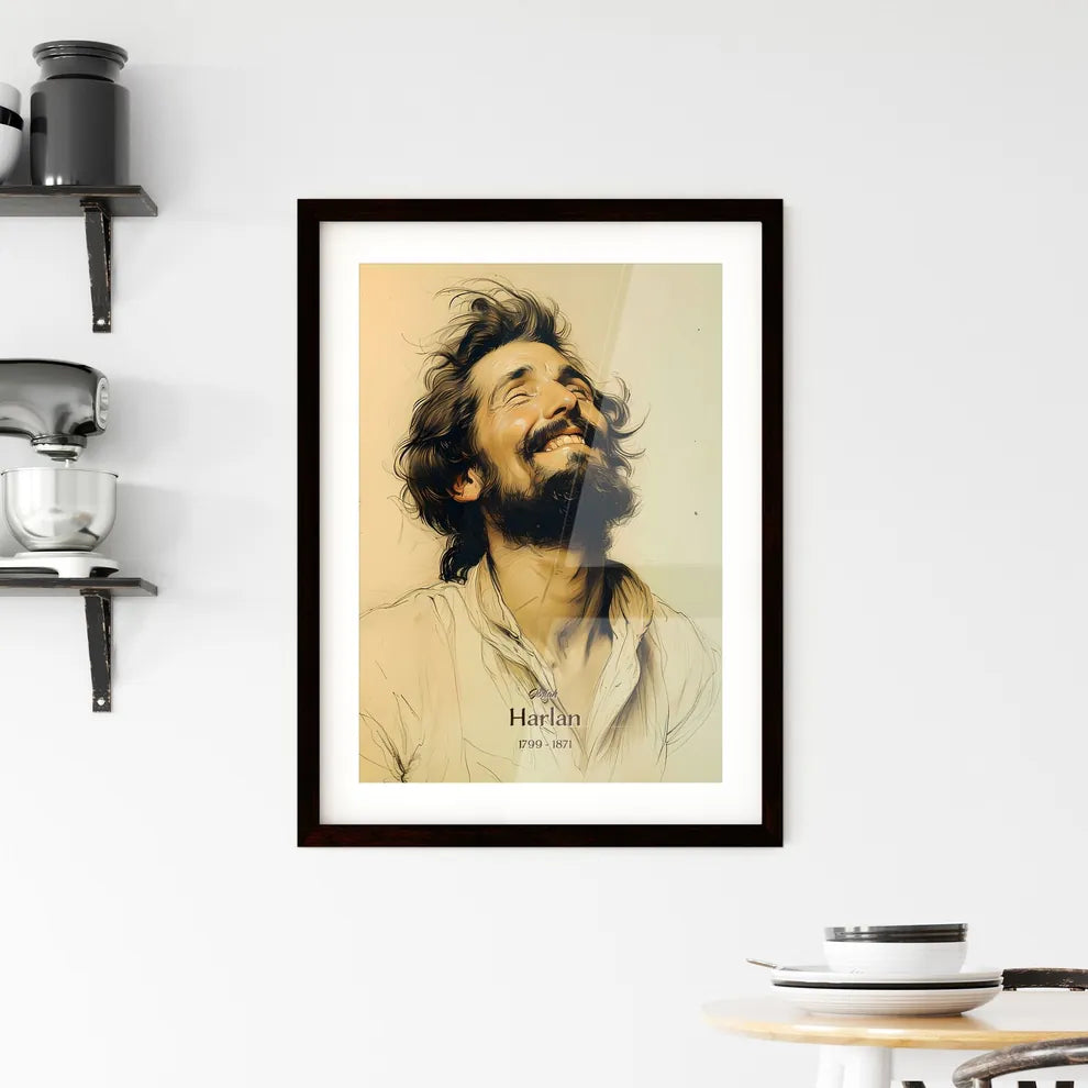 Josiah, Harlan, 1799 - 1871, A Poster of a man with long hair and beard smiling Default Title