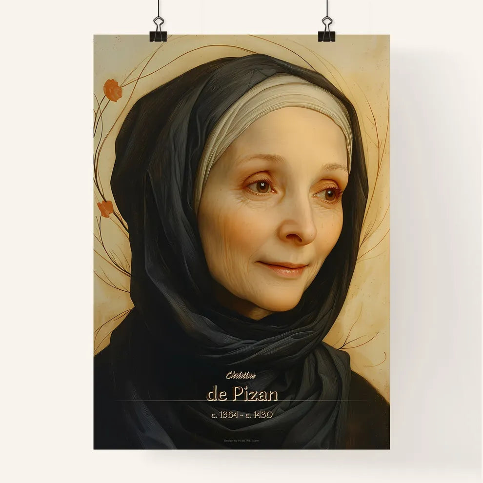 Christine, de Pizan, c. 1364 - c. 1430, A Poster of a woman wearing a black head scarf Default Title