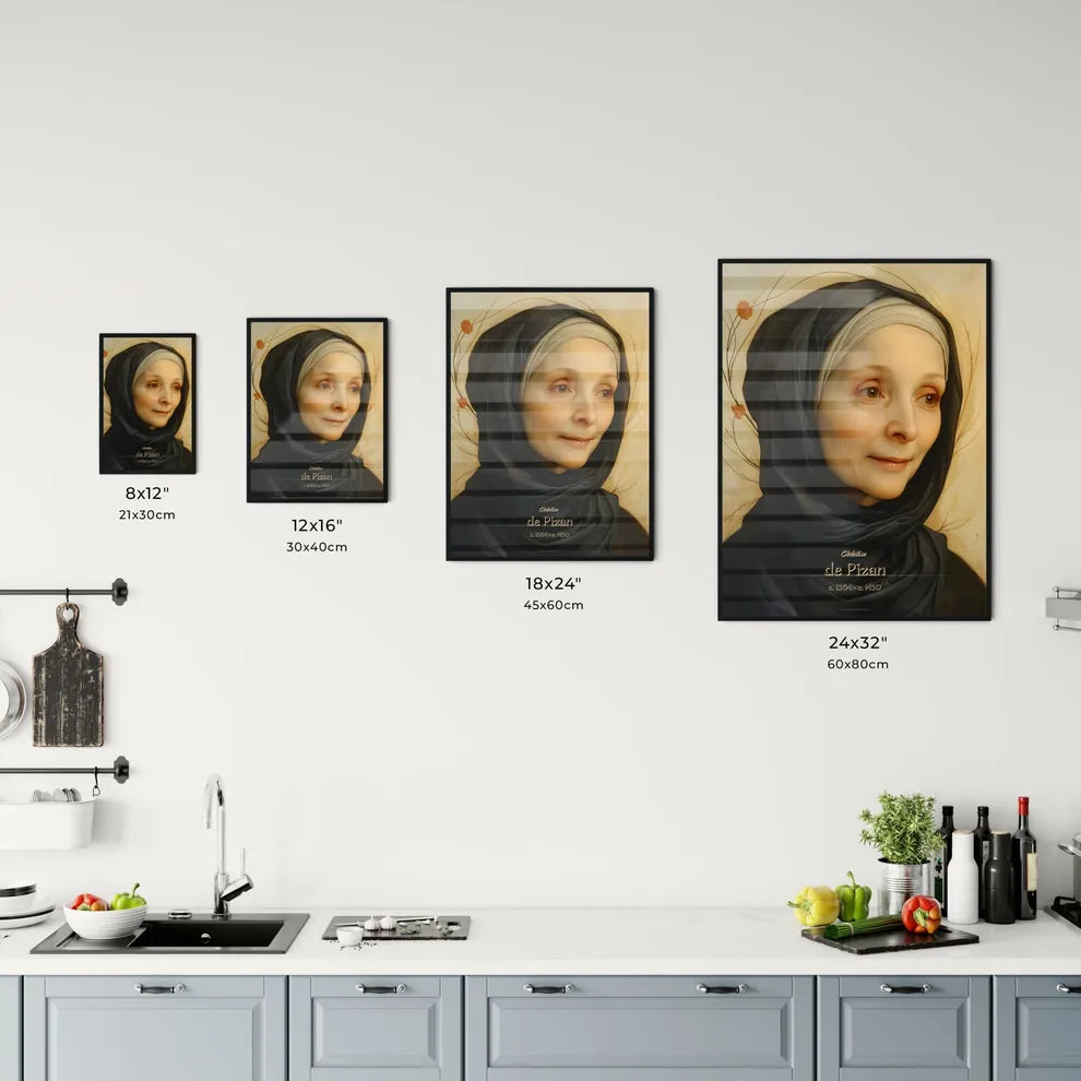 Christine, de Pizan, c. 1364 - c. 1430, A Poster of a woman wearing a black head scarf Default Title