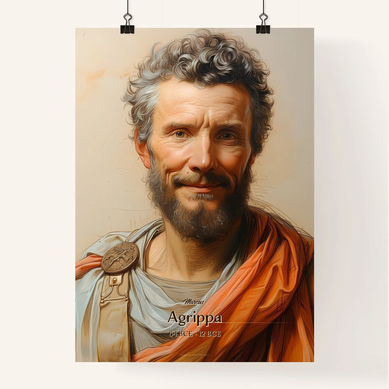 Marcus, Agrippa, 64 BCE - 12 BCE, A Poster of a man with a beard and a beard wearing an orange robe Default Title