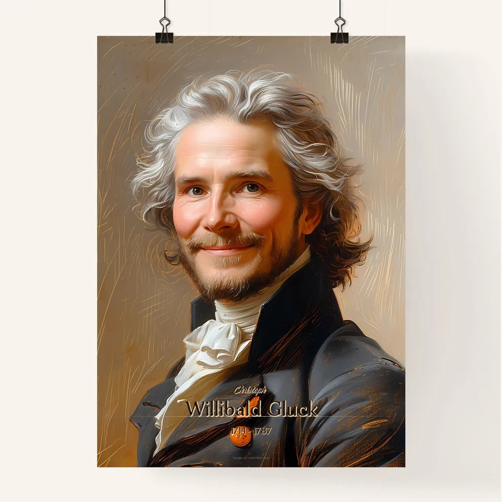Christoph, Willibald Gluck, 1714 - 1787, A Poster of a man with long hair and beard wearing a black coat Default Title