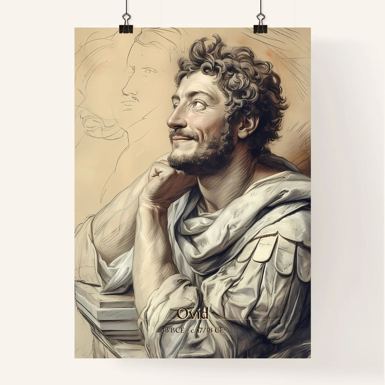 Ovid, 43 BCE - c. 17/18 CE, A Poster of a man with a beard and curly hair Default Title