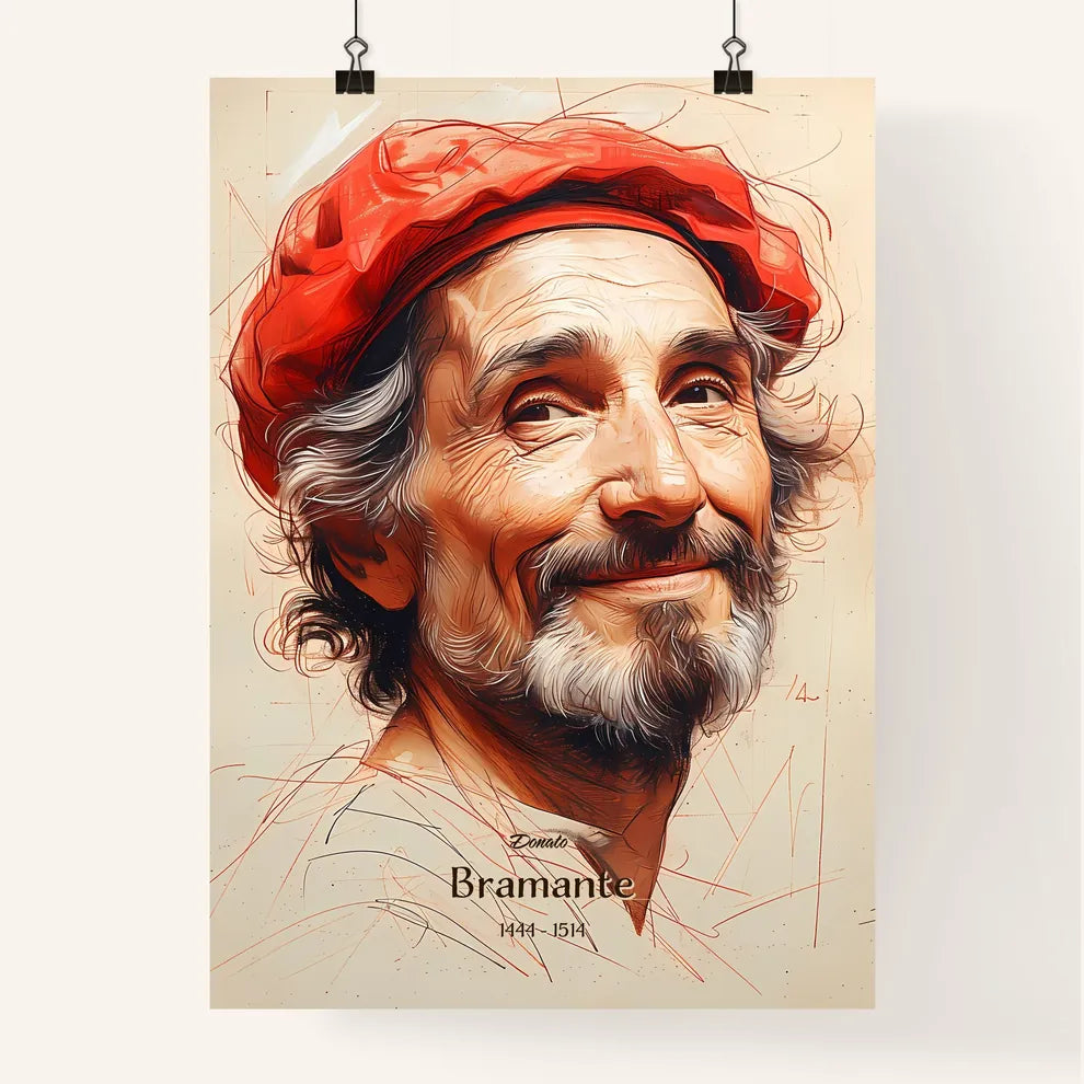 Donato, Bramante, 1444 - 1514, A Poster of a man with a beard and red hat Default Title