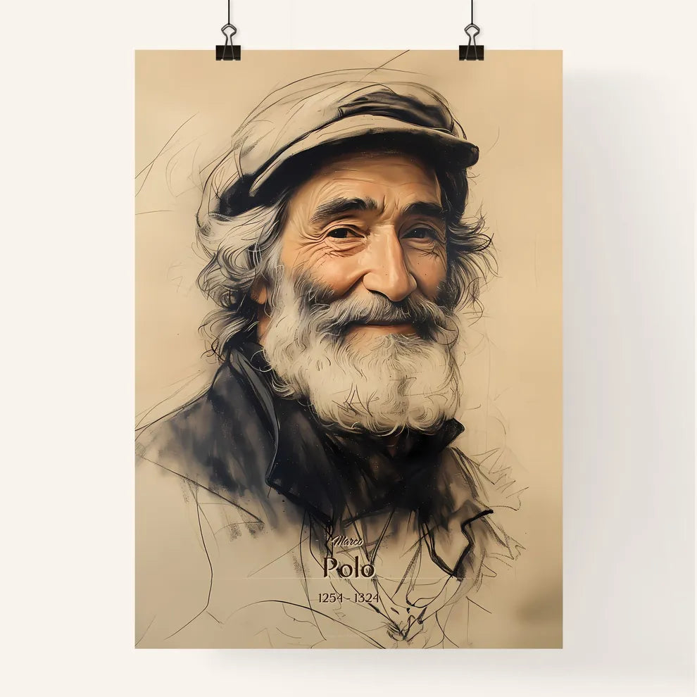 Marco, Polo, 1254 - 1324, A Poster of a man with a beard and hat Default Title