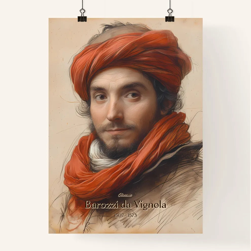 Giacomo, Barozzi da Vignola, 1507 - 1573, A Poster of a man with a red scarf Default Title