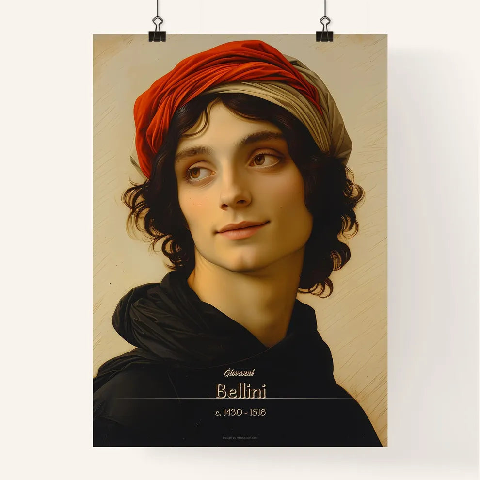 Giovanni, Bellini, c. 1430 - 1516, A Poster of a painting of a man with a red head scarf Default Title