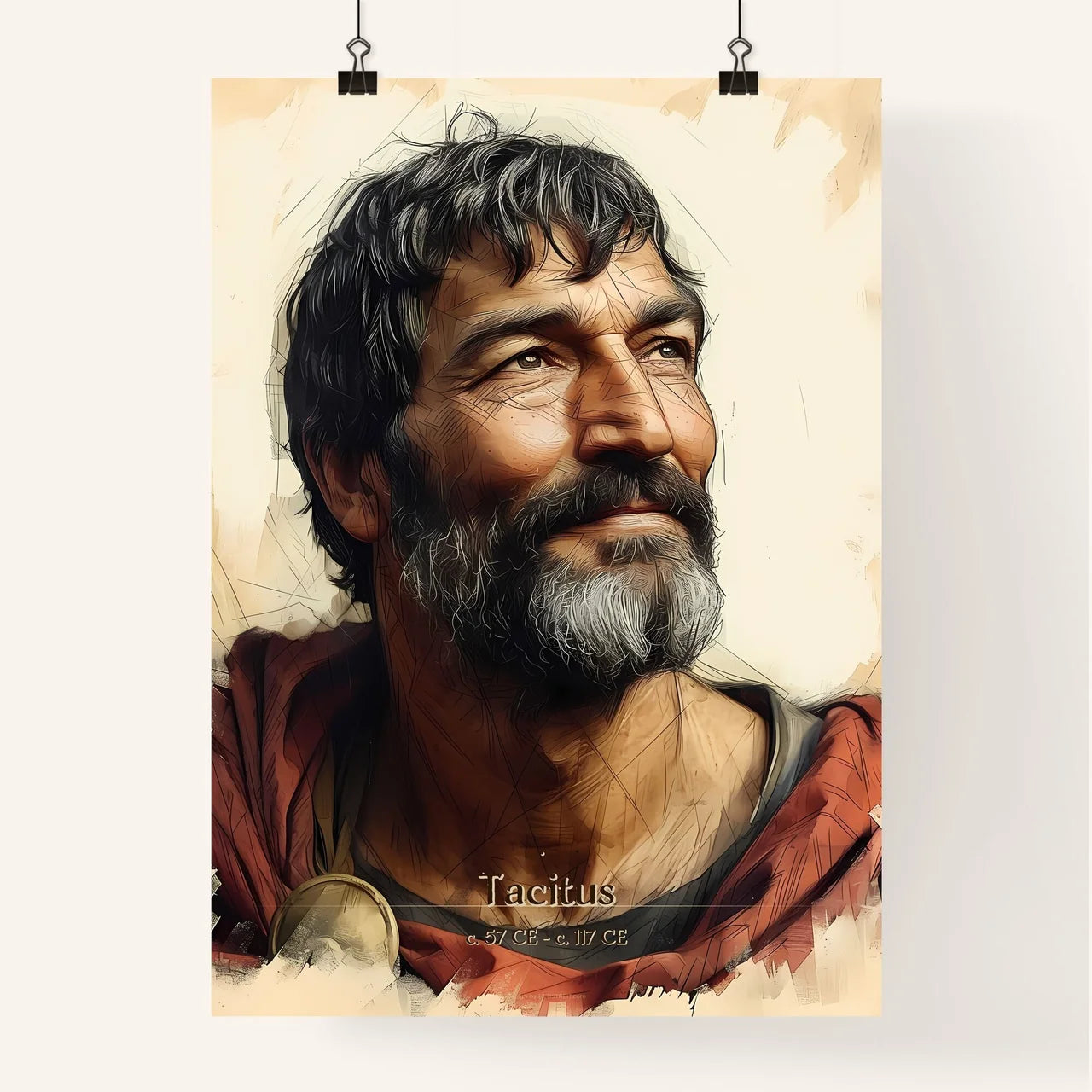 Tacitus, c. 57 CE - c. 117 CE, A Poster of a man with a beard and a red robe Default Title