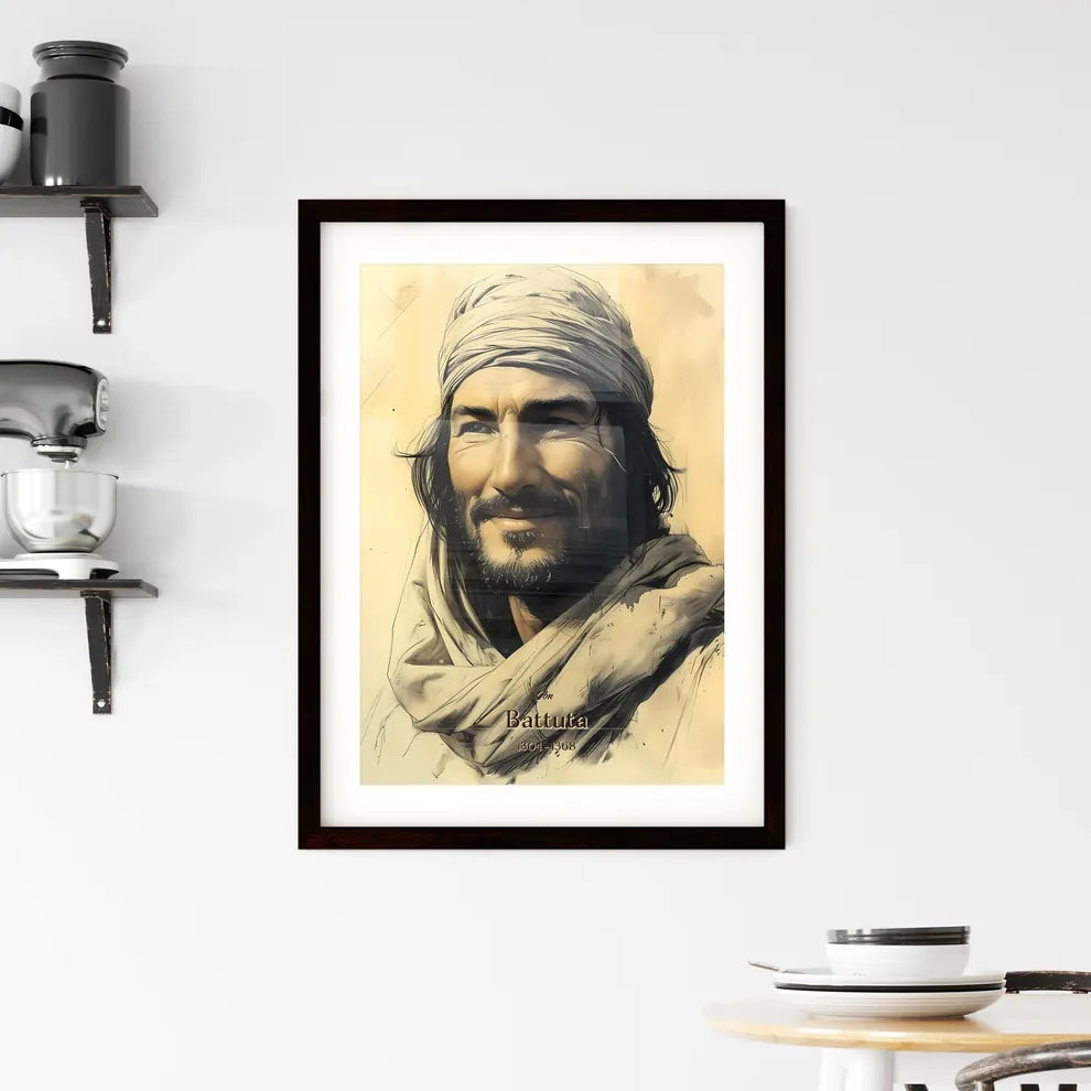 Ibn, Battuta, 1304 - 1368, A Poster of a man with a beard and a scarf Default Title