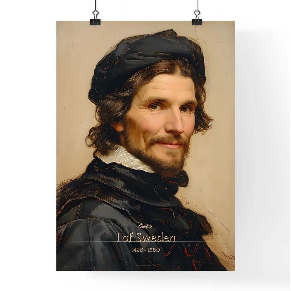 Gustav, I of Sweden, 1496 - 1560, A Poster of a man with a beard wearing a black hat Default Title