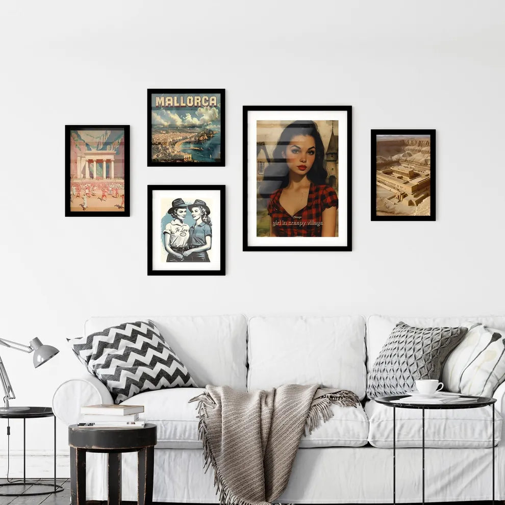 Strange, girl in creepy village, A Poster of a woman with long hair wearing a red and black plaid shirt Interior Design