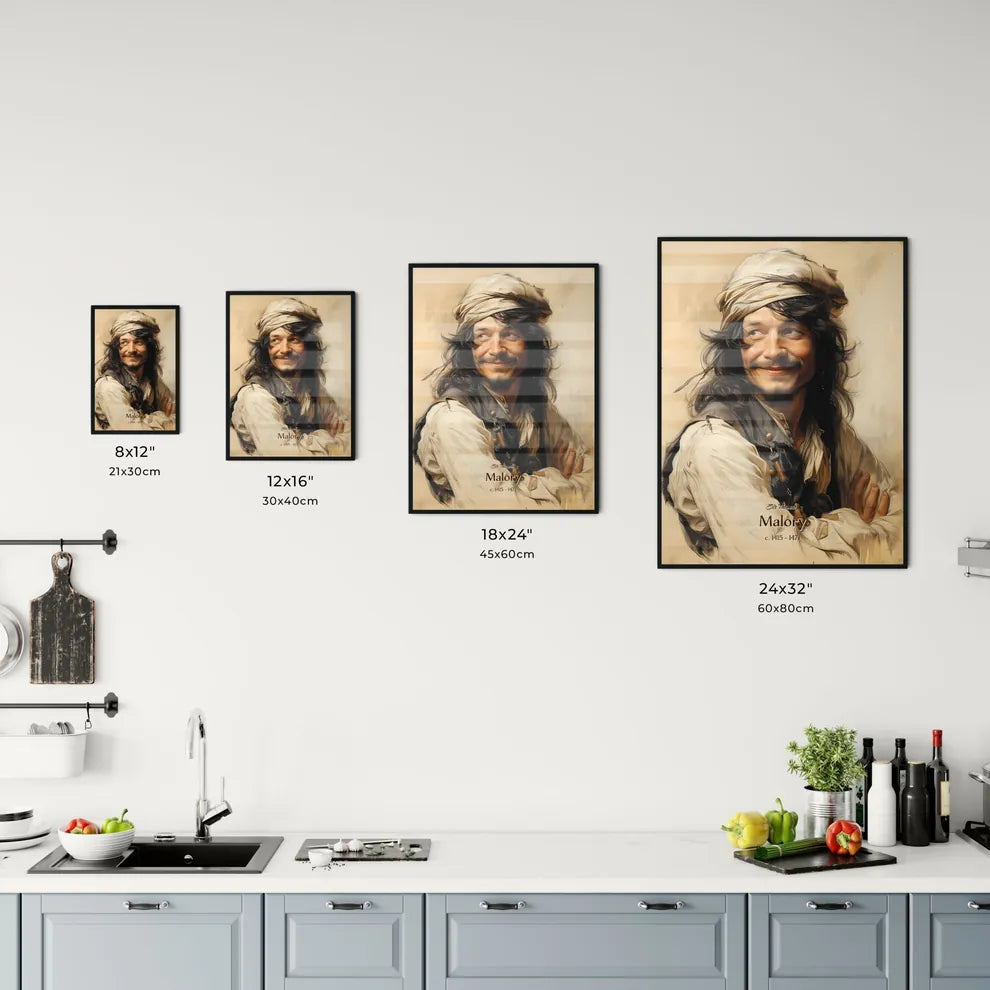 Sir Thomas, Malory, c. 1415 - 1471, A Poster of a man with long hair and a turban Default Title