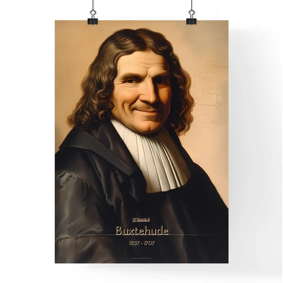 Dietrich, Buxtehude, 1637 - 1707, A Poster of a man with long curly hair wearing a black robe Default Title