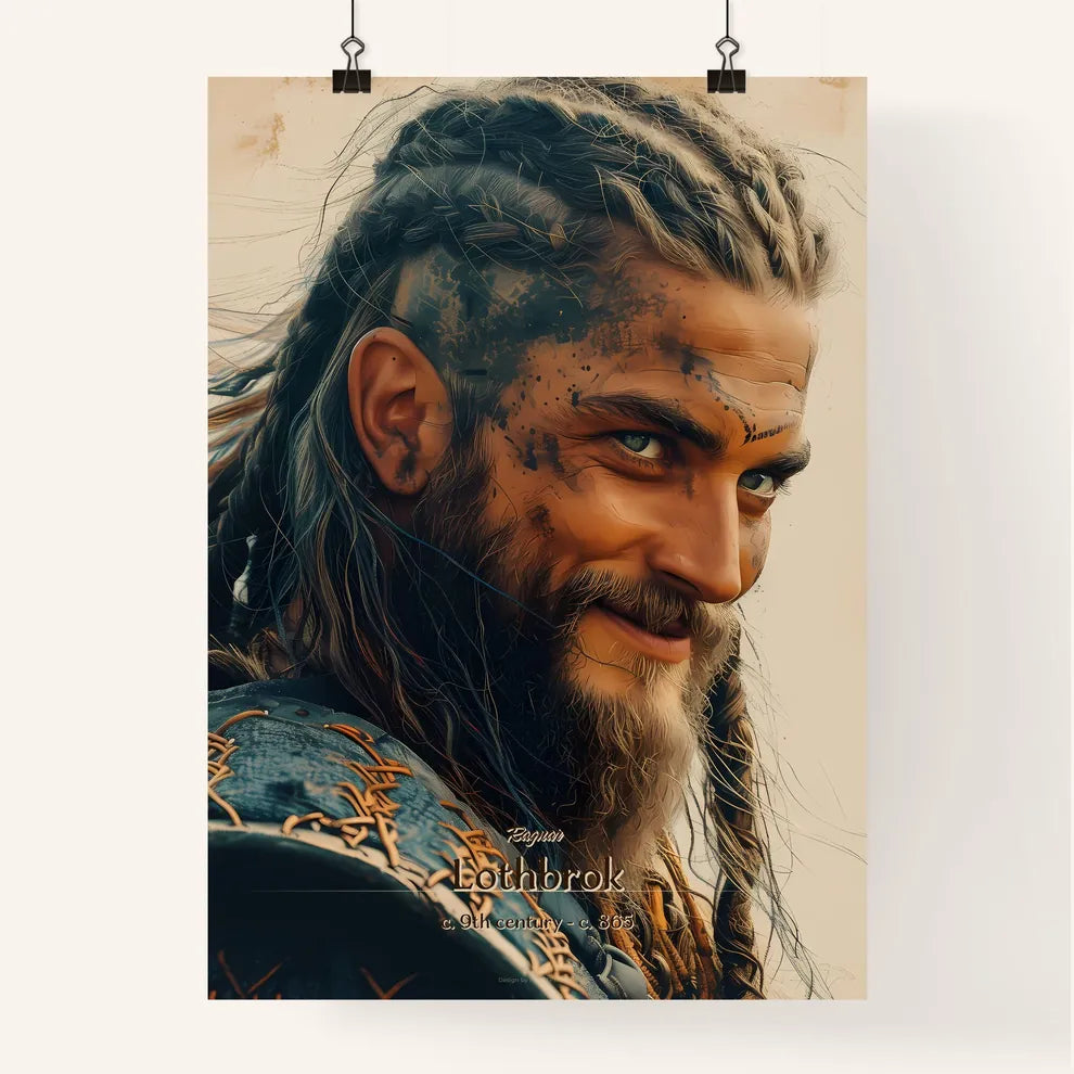 Ragnar, Lothbrok, c. 9th century - c. 865, A Poster of a man with braided hair and beard Default Title