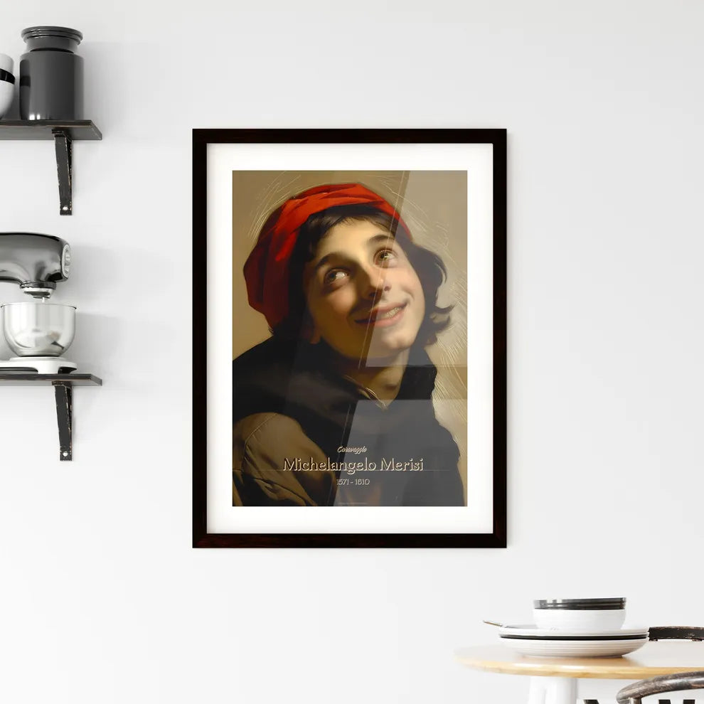 Caravaggio, Michelangelo Merisi, 1571 - 1610, A Poster of a boy looking up with a red hat Default Title