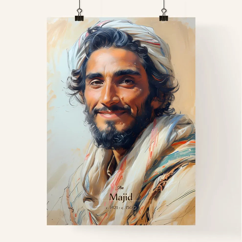 Ibn, Majid, c. 1421 - c. 1500, A Poster of a man with a beard and a white headdress Default Title