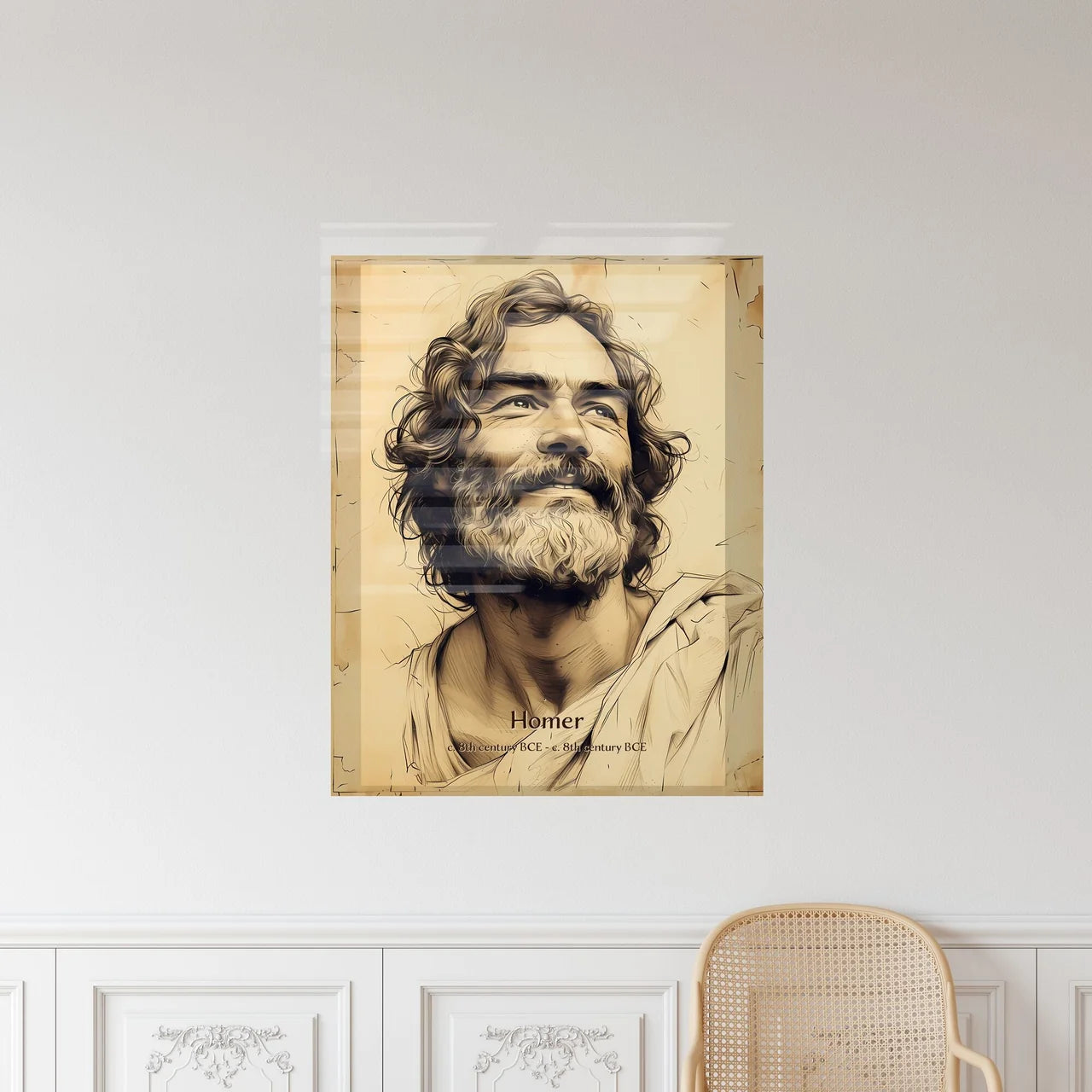 Homer, c. 8th century BCE - c. 8th century BCE, A Poster of a drawing of a man with a beard Default Title