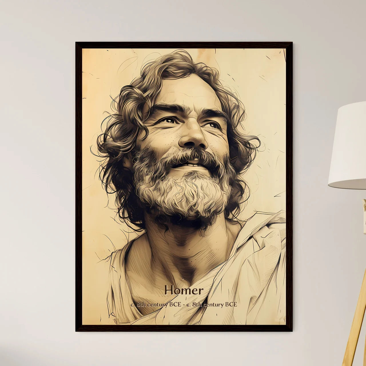 Homer, c. 8th century BCE - c. 8th century BCE, A Poster of a drawing of a man with a beard Default Title