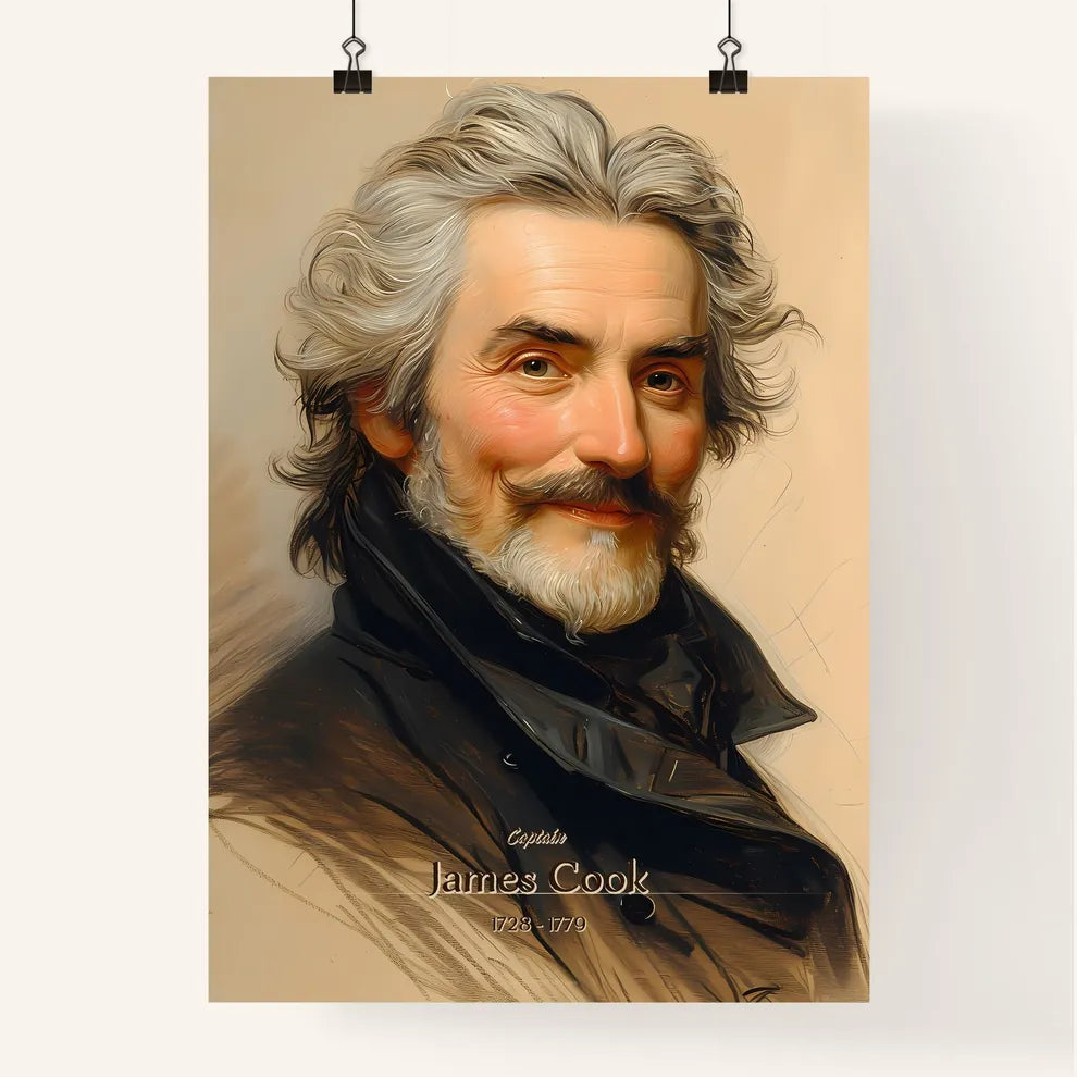Captain, James Cook, 1728 - 1779, A Poster of a man with a beard and mustache Default Title