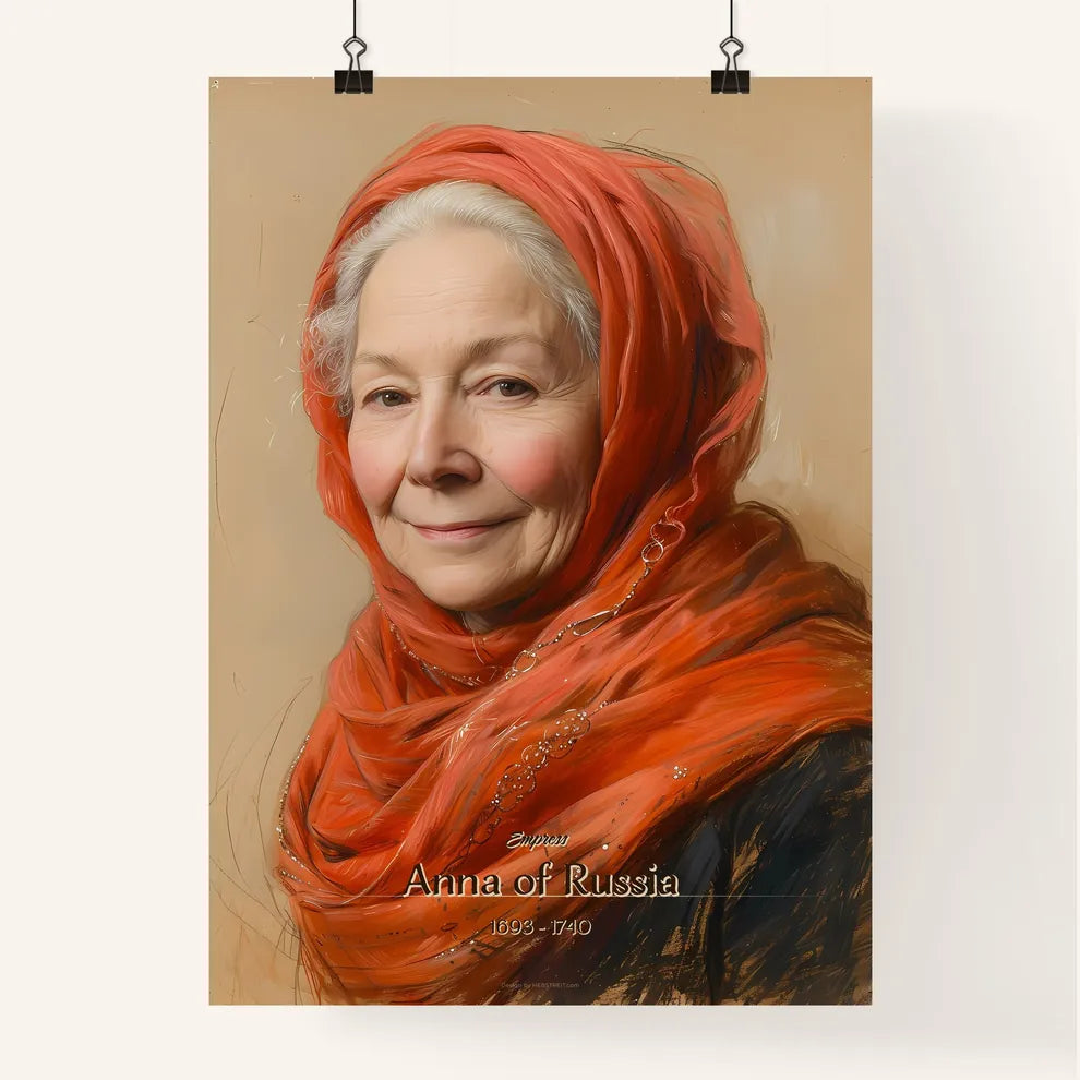 Empress, Anna of Russia, 1693 - 1740, A Poster of a woman with a red scarf Default Title