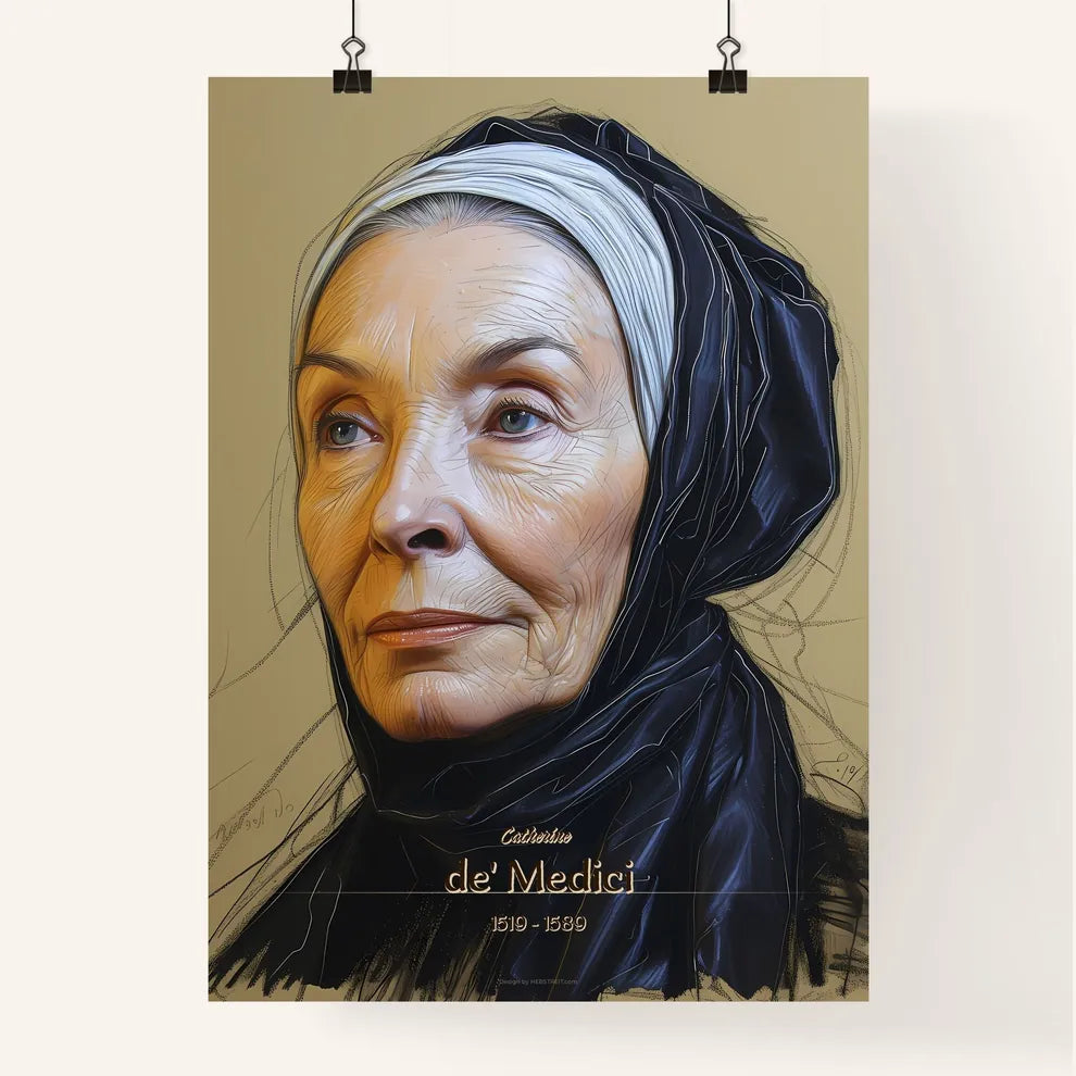 Catherine, de' Medici, 1519 - 1589, A Poster of a woman with a scarf around her head Default Title