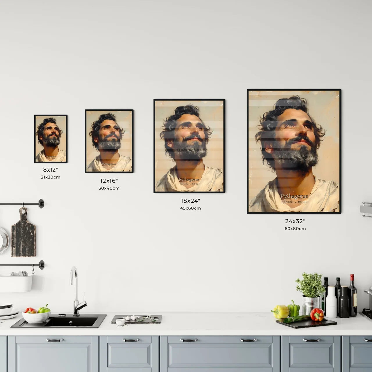 Pythagoras, c. 570 BC - c. 495 BC, A Poster of a man with a beard looking up Default Title