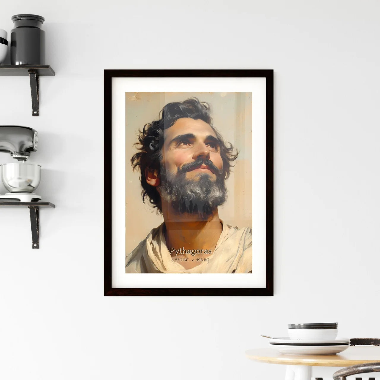 Pythagoras, c. 570 BC - c. 495 BC, A Poster of a man with a beard looking up Default Title