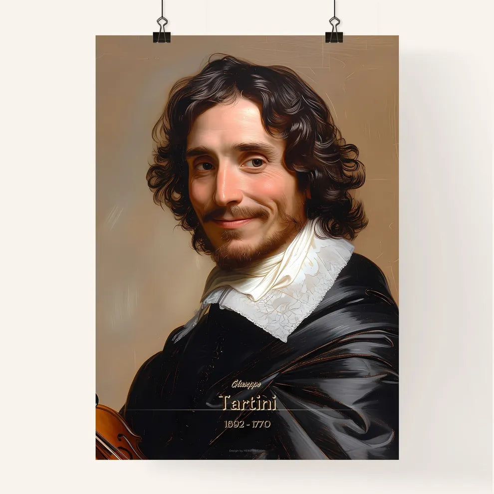 Giuseppe, Tartini, 1692 - 1770, A Poster of a man with long hair and a black coat Default Title