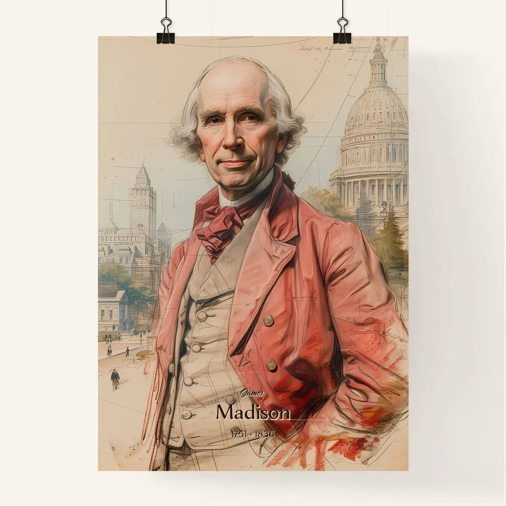 James, Madison, 1751 - 1836, A Poster of a man in a red coat Poster