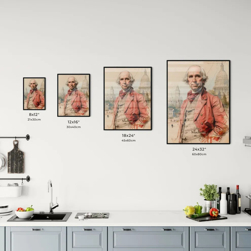 James, Madison, 1751 - 1836, A Poster of a man in a red coat Size Chart